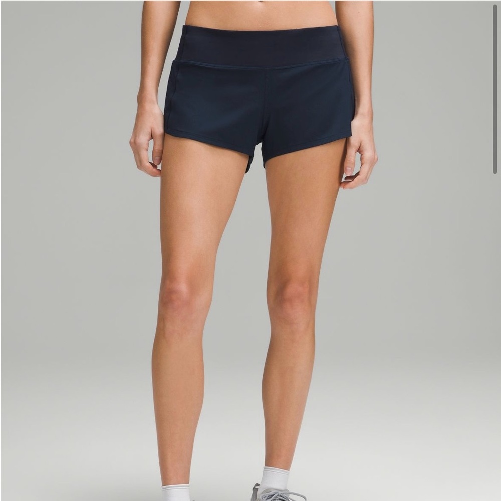 Navy blue Lululemon Speed up shorts